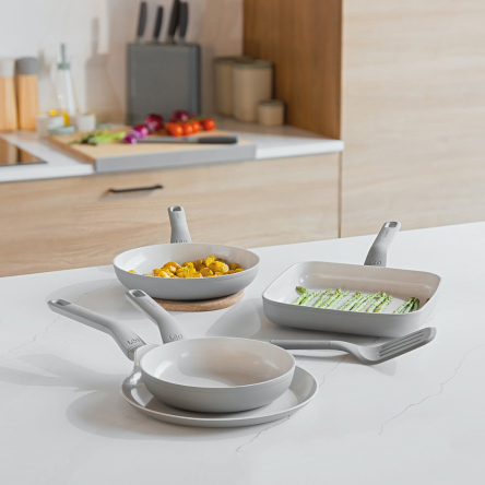 Набір сковорідок з антипригарним покриттям BergHOFF LEO BALANCE Moonmist з лопаткою 5 предметів (3950442) - 2