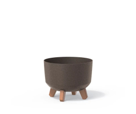 Горщик для квітів Prosperplast GRACIA ECO WOOD 33.9х33.9х24см круглий на ніжках кавовий (87710-4625)