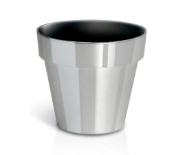 Горщик для квітів CUBE chrome silver 14х12.4см світлий (71963)
