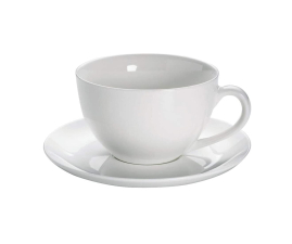 P1114A Чашка велика з блюдцем WHITE BASICS ROUND порцелянова, 450 мл