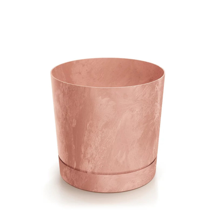 Горщик для квітів Prosperplast TUBO P BETON EFFECT 20х20х17.7см круглий з підставкою теракотовий (72287-624) - 1