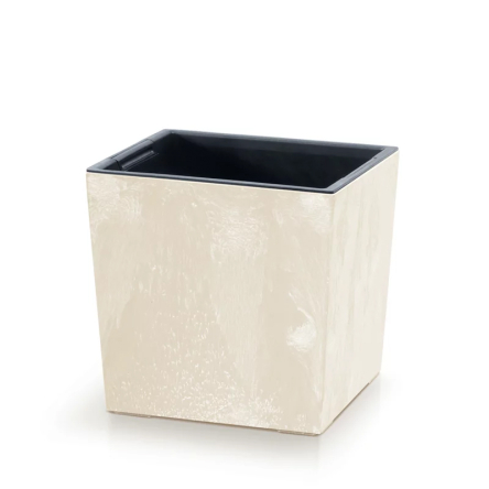 Горщик для квітів Prosperplast URBI SQUARE LOW EFFECT 24х24х23.5см квадратний із вкладишем молочний мармуровий (56904-700) - 1