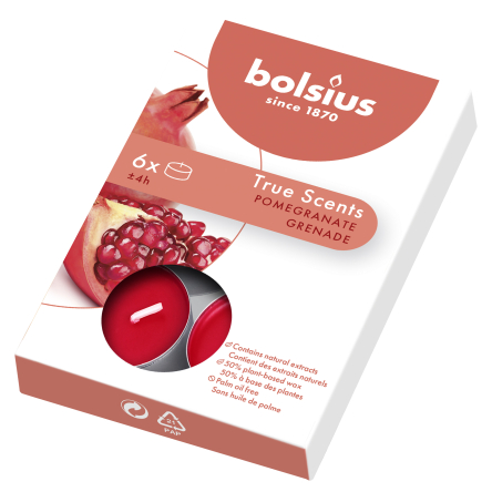 Свічки ароматичні чайні Bolsius True Scents Granat 6шт.(BOL-941515) - 2