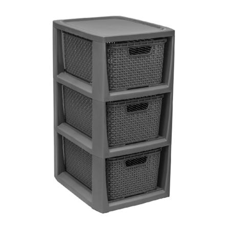 Комод BRANQ RATTAN мини 29.5x24х48.7см антрацит на 3 ящика (BRQ-1725) - 1