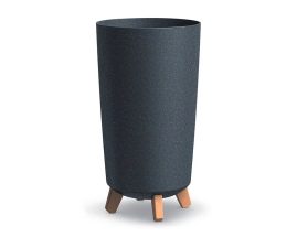 Горщик для квітів Prosperplast GRACIA TUBUS SLIM ECO WOOD 23.9х23.9х44.5см круглий високий на ніжках антрацит (70849-433)