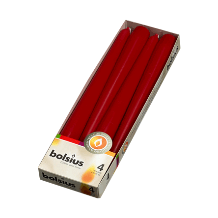 Свеча Bolsius столовая конусная 24.5х2.4см 4шт бордовая (BOL-350944) - 1