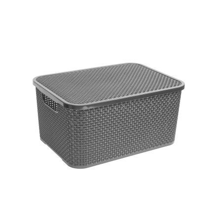 Ящик для зберігання BRANQ RATTAN з кришкою 19л антрацит (BRQ-1724.1) - 1 Ящик для зберігання BRANQ RATTAN з кришкою 19л антрацит (BRQ-1724.1) - 1