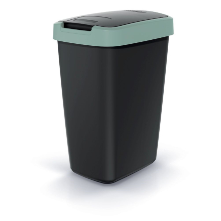 Мусорка Prosperplast Compacta прямоугольная 12л черная с зеленой крышкой (60789-5575) - 1