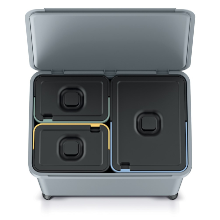 Сортувальник Prosperplast Systema 1х23л + 2х10л з кришкою та ніжками сірий (62837-429) - 2