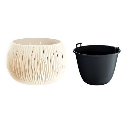 Горщик для квітів Prosperplast Sandy Bowl WS із вкладишем підвісний 29х19см кремовий (23100-728) - 3 Горщик для квітів Prosperplast Sandy Bowl WS із вкладишем підвісний 29х19см кремовий (23100-728) - 3