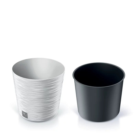 Горщик для квітів Prosperplast FURU 30х30х29.4см круглий низький із вкладишем білий (57239-449) - 2