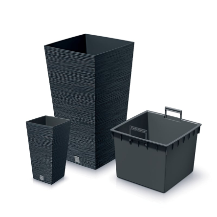 Горщик для квітів Prosperplast FURU 26.5х26.5х50см квадратний високий із вкладишем антрацит (57697-433) - 3