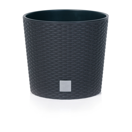 Горшок для цветов Prosperplast RATO круглый низкий с вставкой 30х27см антрацит (79572-433) - 2