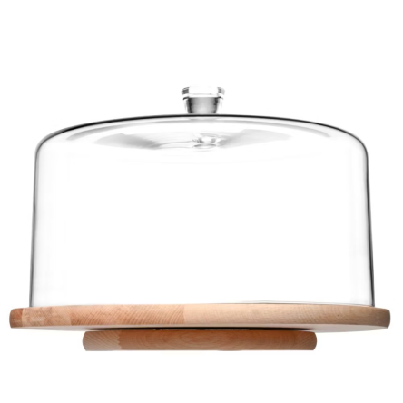 Підставка дерев'яна обертова GLAMOUR d28см з кришкою (KROS-914046) - 1 Підставка дерев'яна обертова GLAMOUR d28см з кришкою (KROS-914046) - 1