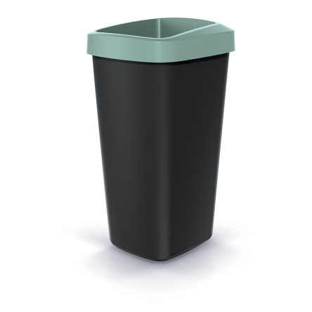 Мусорка Prosperplast Compacta прямоугольная 45л черная с открытой зеленой крышкой (60710-5575) - 1