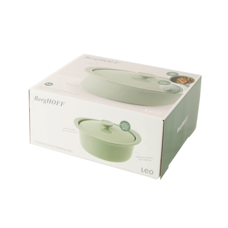 Форма с крышкой круглая BergHOFF LEO BALANCE керамическая диаметр 24см, 4.5л зеленая (3950512) - 2