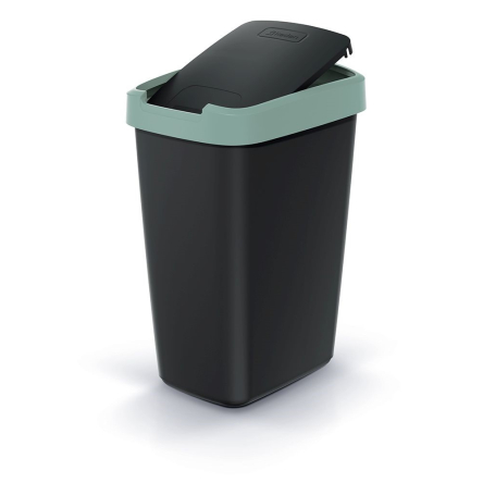 Мусорка Prosperplast Compacta прямоугольная 45л черная с зеленой крышкой (60888-5575) - 2