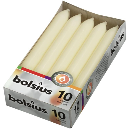 Свічки столові Bolsius 10шт 17х2см кремові (BOL-702205) - 1 Свічки столові Bolsius 10шт 17х2см кремові (BOL-702205) - 1