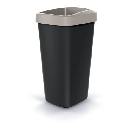 Смітник Prosperplast Compacta прямокутний 25л чорний з відкритою кришкою мокко (60642-5) - 1