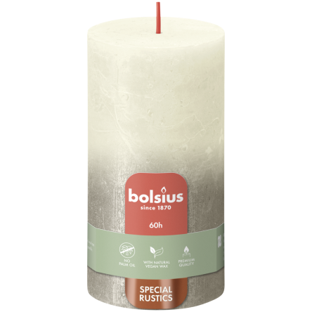 Свеча Рустик Bolsius SHINE столбик 13х6.8см нежный жемчуг + шампань (BOL-647106) - 1