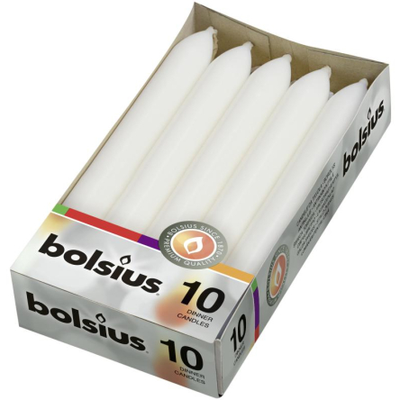 Свечи столовые Bolsius 10шт 17х2см белые (BOL-702202) - 1