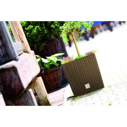 Горшок для цветов Prosperplast RATO квадратный низкий с вставкой 32.5х32.5х32.5см коричневый (70895-440) - 3