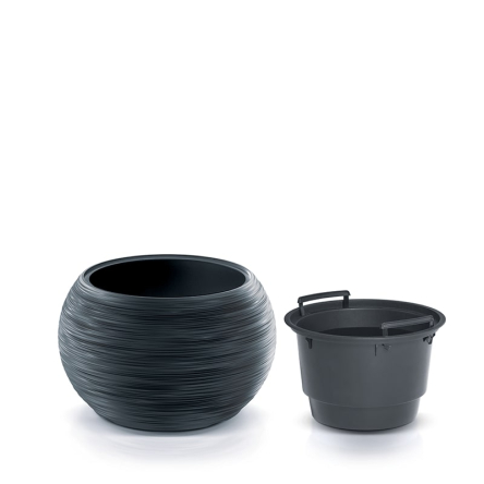 Горщик для квітів Prosperplast FURU Bowl 43.5х43.5х27.5см круглий із вкладишем антрацит (73123-433) - 2