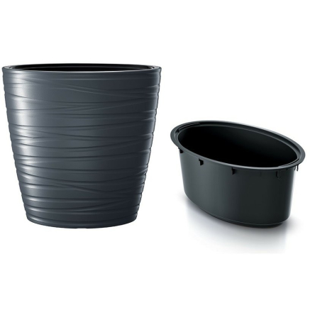 Горшок для цветов Prosperplast FREZE с вкладышем овальный 59х39х42см антрацит (61420-433) - 1