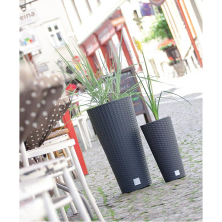 Горшок для цветов Prosperplast RATO тубус с вставкой 30х57.2см антрацит (77967-433) - 4