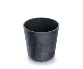 Горщик для квітів Prosperplast URBI ROUND EFFECT 25х25х25см круглий з вкладишем мармуровий антрацит (88335-433)