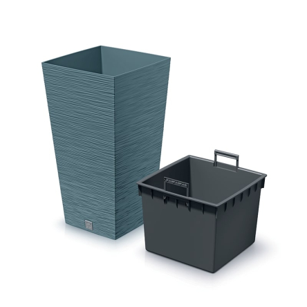 Горшок для цветов Prosperplast FURU 39.5х39.5х75.5см квадратный высокий с вкладышем серый (57840-422) - 2