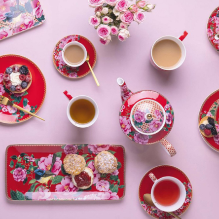 HV0175 Блюдо сервірувальне TEAS &amp; C`S Silk Road Cherry Red, порцелянове, 33 х 15,5 см - 2