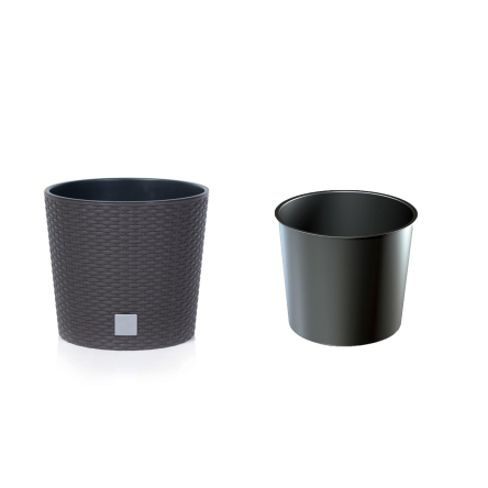 Горшок для цветов Prosperplast RATO круглый низкий с вставкой 30х27см коричневый (79572-440) - 1