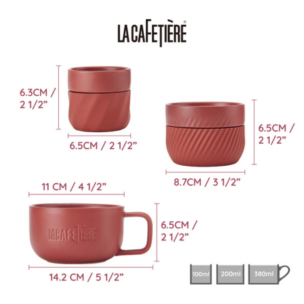 Набор чашек Kitchen Craft LA CAFETIERE Family Mug Red, фарфор, темно-красный, 3 пр. - 5