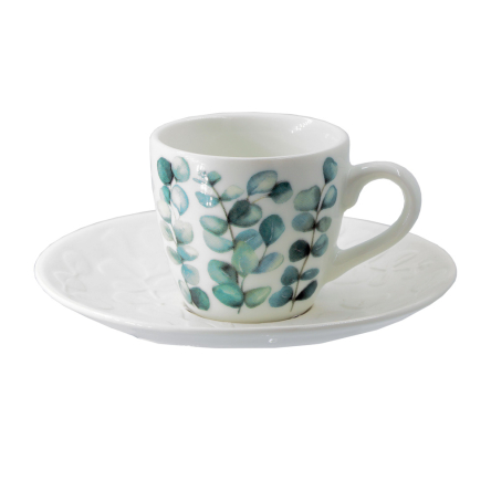 U10182009E84 Чашка для кофе с блюдцем La Porcellana Bianca SEMPREVERDE, фарфор, 90 мл - 1 U10182009E84 Чашка для кофе с блюдцем La Porcellana Bianca SEMPREVERDE, фарфор, 90 мл - 1