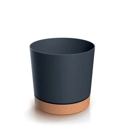 Горщик для квітів Tubo PM 33.8х33.8х32.6см круглий із підставкою ECO Wood, антрацит (67207-433) - 1