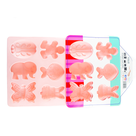 Форма силіконова MysSilicone для випікання кексів Звірі 12 осередків 19.5х34х4см рожева (MYS-45098) - 2 Форма силіконова MysSilicone для випікання кексів Звірі 12 осередків 19.5х34х4см рожева (MYS-45098) - 2
