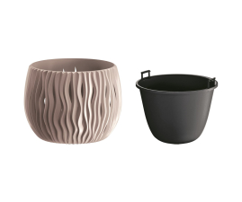 Горшок для цветов круглый Prosperplast Sandy Bowl с вкладышем 18х14см мокка (22981-7529)