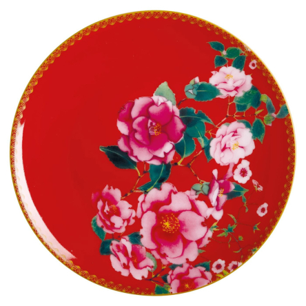 HV0165 Тарелка обеденная TEAS&C`S Silk Road Cherry Red, фарфоровая, диам. 19,5 см - 1 HV0165 Тарелка обеденная TEAS&C`S Silk Road Cherry Red, фарфоровая, диам. 19,5 см - 1