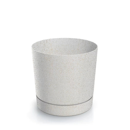 Горшок для цветов Prosperplast TUBO P ECO WOOD 14.8х14.8х13см круглый с подставкой белый (68365-449) - 1