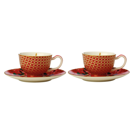 HV0167 Набір чашок для еспресо з блюд. TEAS &amp; C`S Silk Road Cherry Red, діам. 12,5 см, 85 мл, 2 шт - 1