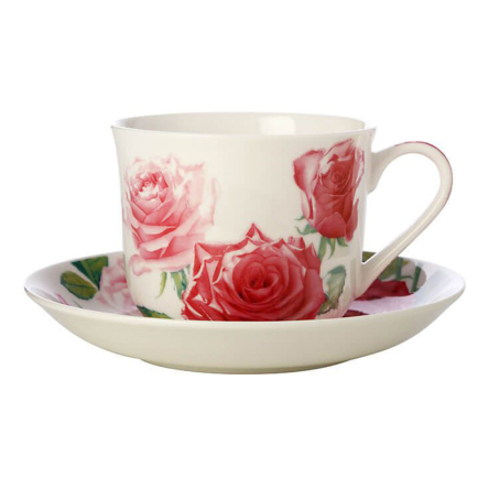 JY0032 Чашка з блюдцем Roses FLORIADE порцелянова, 480 мл - 1 JY0032 Чашка з блюдцем Roses FLORIADE порцелянова, 480 мл - 1