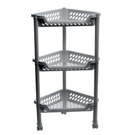 Этажерка угловая Plast Team 69см на колесиках. серый (TEA-1252.3) - 1