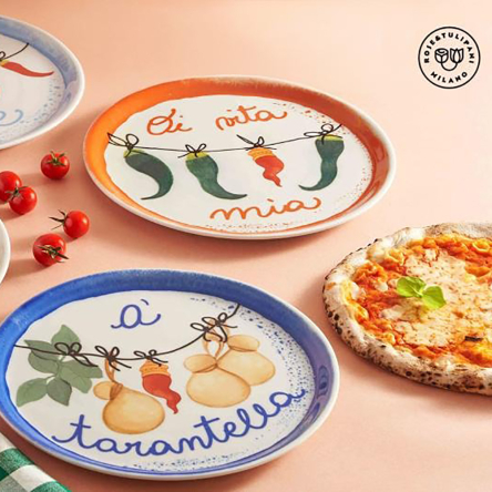 Блюдо для пиццы круглое Rose&Tulipani Milano AUMM O VITA MIA, фарфор, диам. 31 см - 3 Блюдо для пиццы круглое Rose&Tulipani Milano AUMM O VITA MIA, фарфор, диам. 31 см - 3