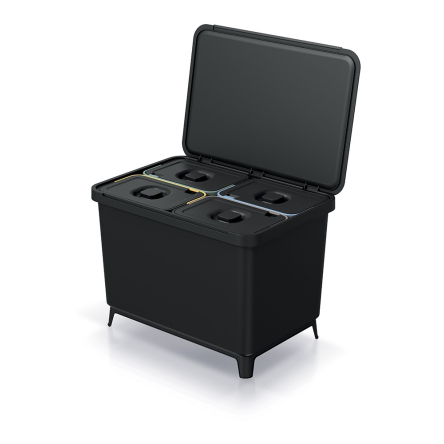 Сортувальник Prosperplast Systema 4х10л з кришкою та ніжками чорний (62868-411) - 1