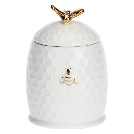 P014001301 Емкость для меда с ложкой La Porcellana Bianca APEREGINA ORO, фарфор, 12 х 8 см - 4