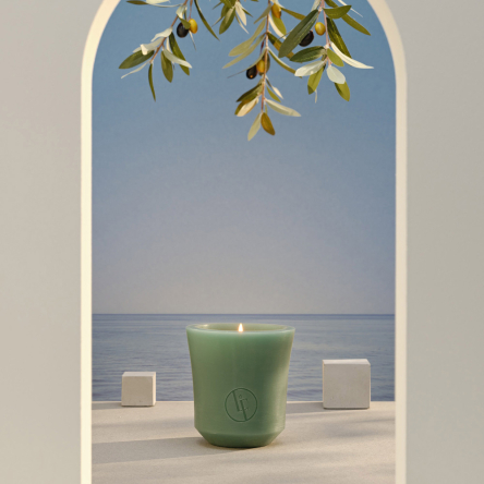 Свеча в подсвечнике из воска Bougies La Française, зеленая, 10 х 11 см, 160 г - 2