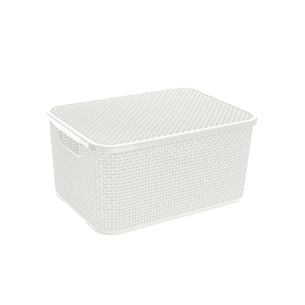 Ящик для зберігання BRANQ RATTAN з кришкою 7л античний білий (BRQ-1722.2) - 1