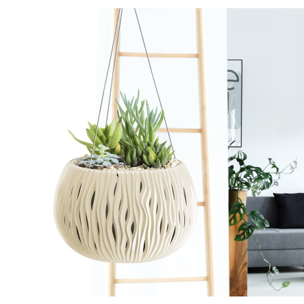 Горщик для квітів Prosperplast Sandy Bowl WS із вкладишем підвісний 37х21см кремовий (23179-728) - 1