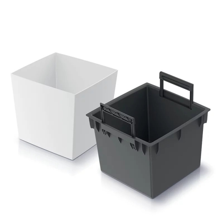 Горщик для квітів Prosperplast URBI SQUARE LOW 24х24х23.5см квадратний із вкладишем білий (88489-449) - 2